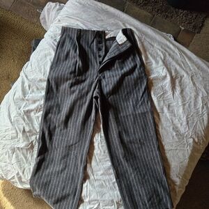 Women's Striped Gray Cropped Pants